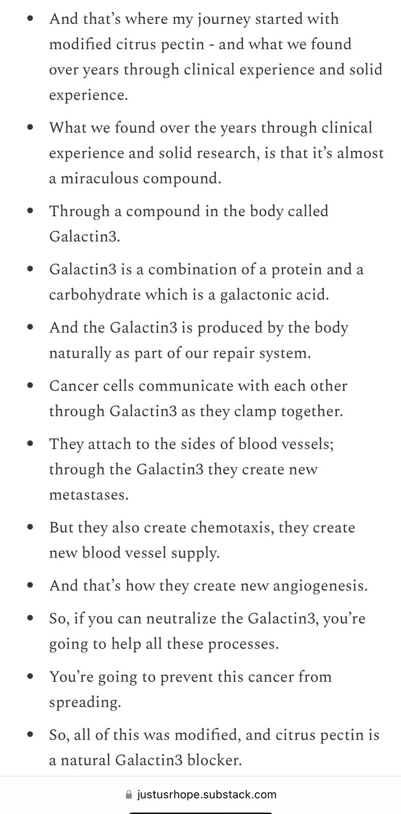 Modified citrus pectin as galectin-3 blocker — summary bullets
