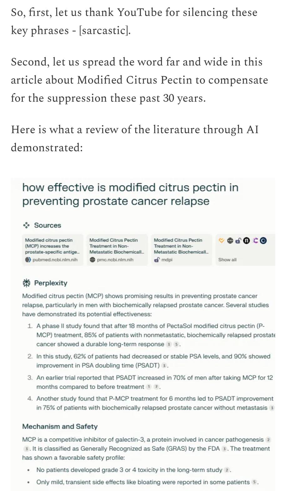 MCP and prostate cancer relapse — PectaSol / galectin-3 research summary